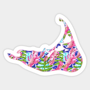 Preppy Nantucket Pink Lobster Design Sticker